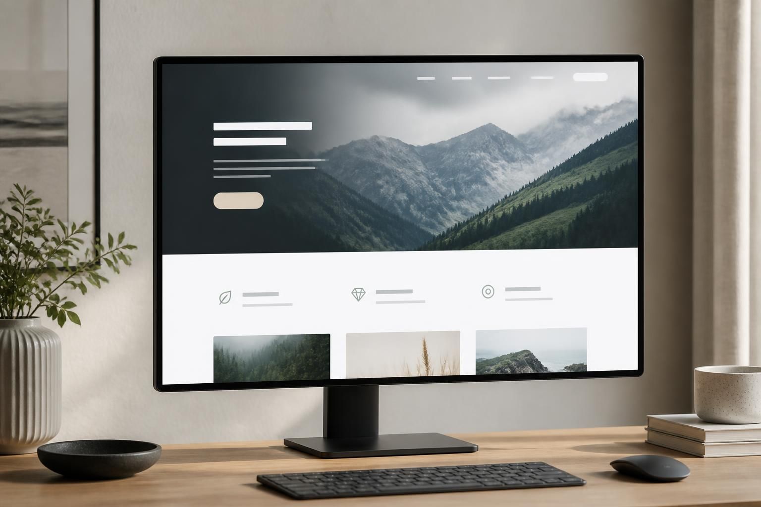 Refreshed website homepage concept displayed on a clean monitor